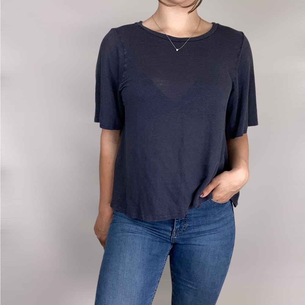 VELVET by GRAHAM SPENCER Annalise Linen Knit Tee Short Sleeve Summer Flo…